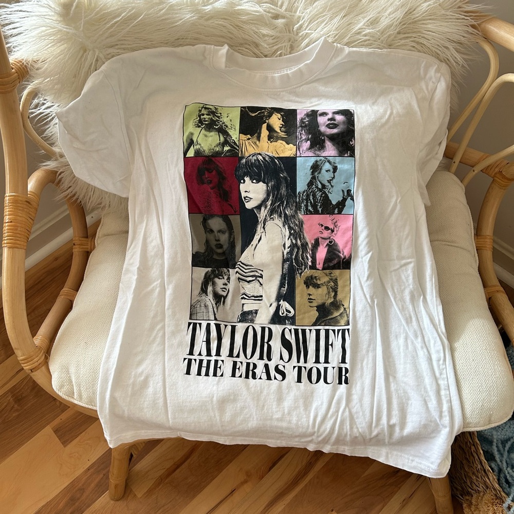 Taylor Swift White Multicolor Collage Graphic Tee